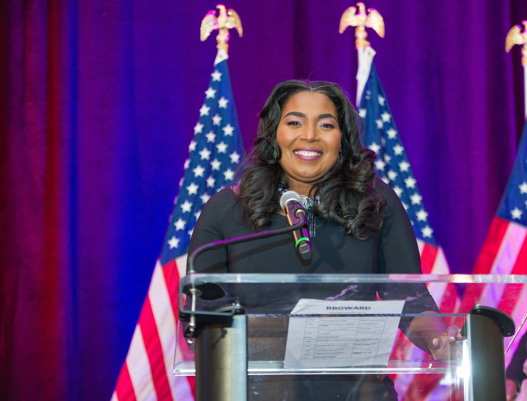 Dr. Barbara Sharief podium